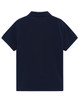 A ladies' classic cotton/poly pique short-sleeve polo in navy, featuring a collared neckline and a plain back.