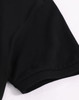 A black men's ultrafine cotton pique polo featuring short sleeves and a smooth texture, with a logo present.