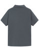 A grey ladies' high-performance polo shirt with a classic collar and short sleeves, featuring a branding logo.