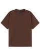 A brown unisex heavy cotton oversized tee displayed flat, featuring a simple design and a label inside.