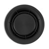 A black pet bowl with a round shape and six stabilising notches along the rim. It features a logo in the centre.