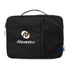 A black organiser case with a front zip pocket and a branding logo on the front. It features a top handle for easy carrying.