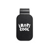 A black visor glasses holder with a logo featuring playful white text. Simple and compact design for accessories.