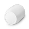 A white coffee cup with a rounded design and a smooth finish. The cup has a plain appearance, featuring a logo.