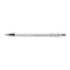 A metal pen in white with silver accents, featuring a smooth barrel design and a branding logo on the surface.