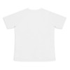 A plain white women's active V-neck T-shirt featuring a simple design and a logo on the back.