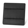 A black display stand with elastic bands for holding items, featuring a sleek, minimalist design.