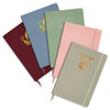 A range of Omega notebooks in pastel colours, featuring foil printing and a logo on the cover.