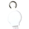 A white 6-in-1 multi charging cable with a keyring attachment. The cable features multiple connectors for various devices.