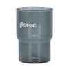 A drink tumbler in a smoky grey colour with a logo. Features a modern design suitable for various beverages.