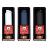 A drink bottle set featuring a white, navy, and black bottle, along with jars, presented in a decorative box.