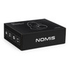 A black box containing Aero by Nomis headphones, featuring a logo and outlined headphone design on the packaging.