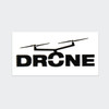 A black sticker featuring a silhouette of a drone above the word "DRONE" in bold letters.
