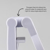 A white mobile phone stand with a adjustable joint for angle rotation. The product features a simple, minimalist design.