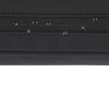 A black tech pouch featuring a textured zipper with beads of water on its surface. It has a logo.
