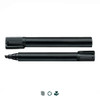 A black Staedtler Lumocolor permanent marker with a chisel tip, featuring a textured grip and a branding logo.