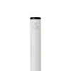A white ballpoint pen made from recycled aluminium, featuring a black twist top and a logo.