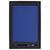 A blue recycled journal and pen gift set presented in a black box with foam cushioning. It features a logo.