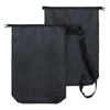 A black 20L dry bag featuring adjustable straps, a roll-top closure, and a branding logo.