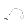 A white smartphone lanyard with a silver cord and a built-in 5-in-1 charging cable. Features a hook attachment.