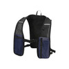 A navy and black hydration pack with mesh panels and adjustable straps, featuring pockets for storage.