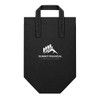 A black cooler bag with two handles and a logo at the front, featuring a mountain design.