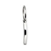 A silver keytag with a sleek, polished design, featuring a keyring for attachment.