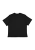 A black box tee with short sleeves, featuring a plain design and branding on the label.