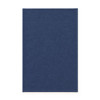 A dark blue medium cotton tea towel with stitched edges and a logo in one corner.
