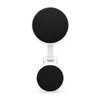 A two-part phone holder in white with black circular magnet sections, designed for secure attachment.