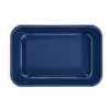 A navy blue double tray lunchbox with a rectangular shape and a glossy finish. It features a logo.