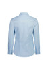 A light blue long sleeve women's shirt featuring a classic collar and button details on the sleeves, with a logo.