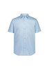 A short sleeve shirt in light blue with a classic fit and buttons down the front. It features a collar and has a logo.