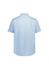 A light blue short sleeve shirt with a classic fit, featuring a collar and a back yoke design.