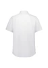 A classic fit short sleeve shirt in white, featuring a button-down collar and a plain back with a logo.