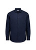 A navy long sleeve shirt with a classic fit and a chest pocket, featuring a button-down collar and a logo.