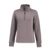A women's half zip jacket in grey with a high collar and long sleeves, featuring a logo.