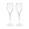 A pair of clear, elegant Krosno Duet flute glasses with a slender design and elegant base.