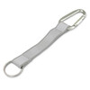 A silver reflector key ring featuring a durable strap and a metal carabiner clip.
