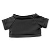 A black crop top for plush toys, featuring short sleeves and a rounded neckline.