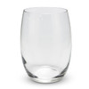 A clear, curved glass with a smooth base, designed for beverages. The glass has a minimalist style and no markings.