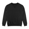 A black unisex sweatshirt with long sleeves and a crew neckline. It features ribbed cuffs and a logo.