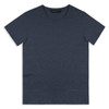 A navy blue men's T-shirt with a round neck and short sleeves, featuring a logo on the label.