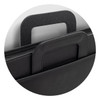 A black portfolio case featuring a dual handle design, suitable for carrying documents and materials.