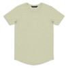 A light green men's T-shirt with a round neckline and short sleeves. It features a branded label.