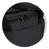 A black cooler bag with a zippered opening and a front pocket, featuring a sturdy handle and branding.
