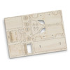 A wooden model kit of a van, featuring cutout parts for assembly. The kit includes various detailed components.