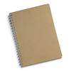 A brown spiral-bound notebook with a plain cover, designed for use as a whiteboard.