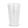 A drink bottle featuring a transparent double wall design with an etched logo. It is a sleek, modern tumbler.