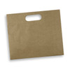 A large, brown die cut paper bag with a handle, featuring a simple, unlabelled design.